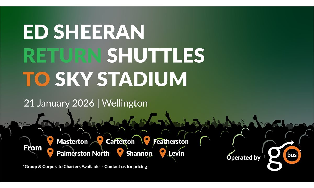 Ed Sheeran Wellington Concert Return Shuttle | Wednesday 21 January